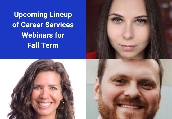 Career Services promo for fall webinars