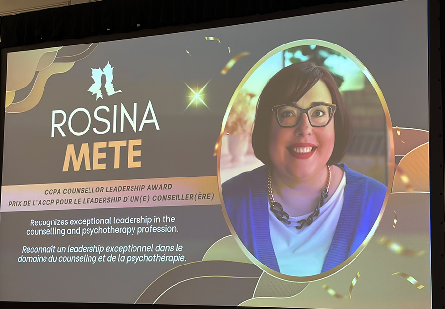 Dr. Rosina Mete - CCPA Counsellor Leadership Award
