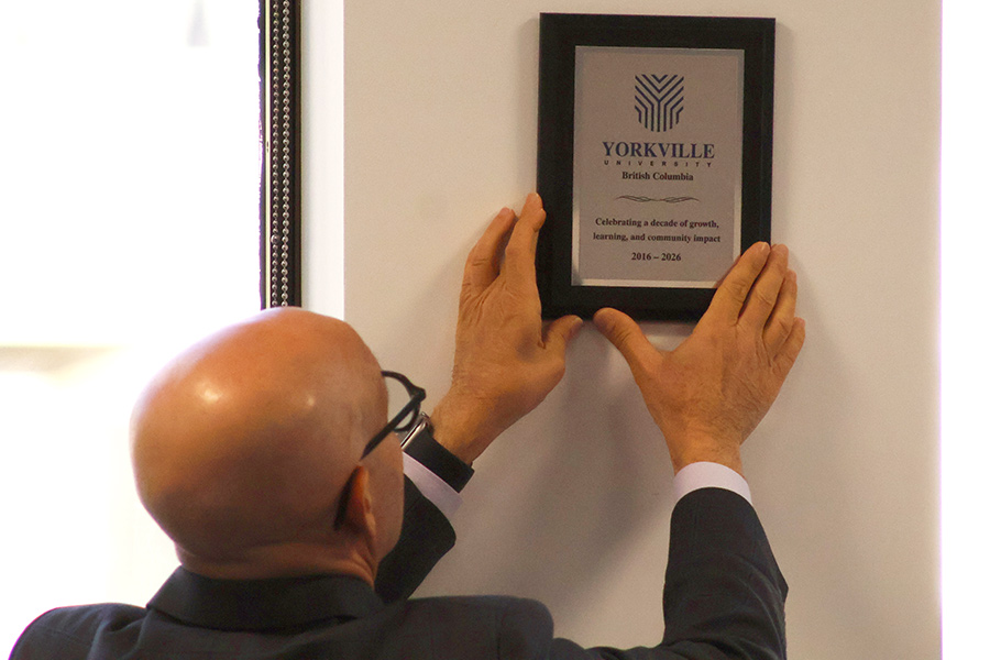 Yorkville University - BC Campus 10 Year Anniversary plaque
